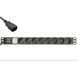 Régua 8 tomadas para rack 1U 10A preto SFO C14 3m