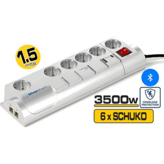 Régua de 6 tomadas com fusível e gestão por Bluetooth 220V cinza