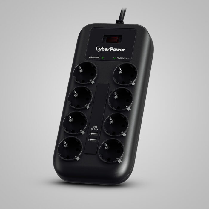 Tomada Proteção CyberPower 8*Out 2xUSB 1,8M