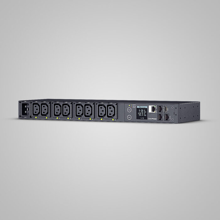 PDU Automático com 8 Tomadas C13 Lcd Rack 1U 16A
