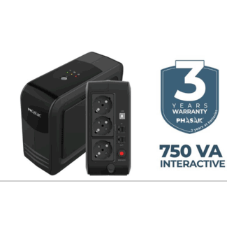 UPS Phasak Smart Lite series 750VA Led - Linha Interativa Schuko
