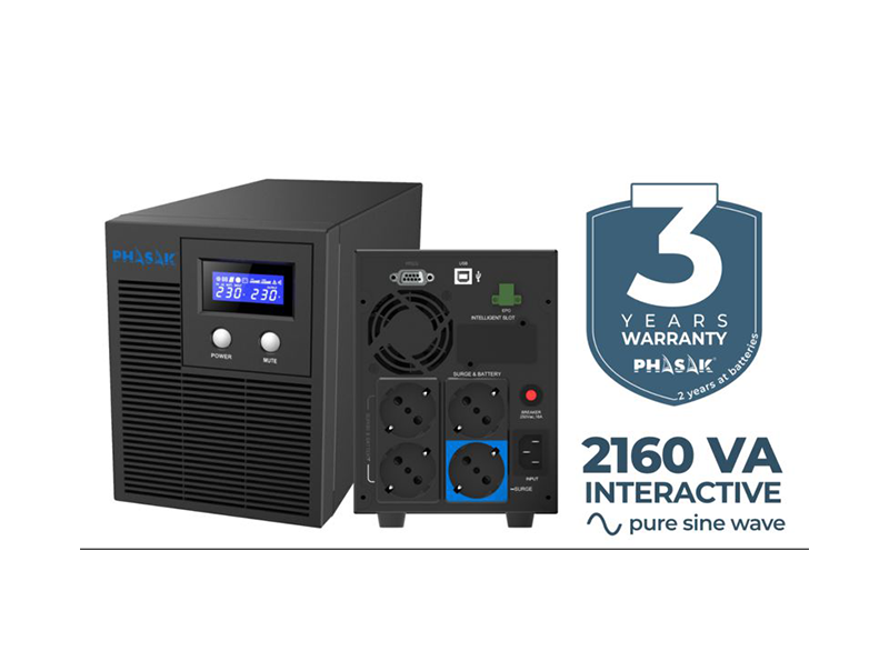 UPS Phasak PROTEKT 2160VA / 1400W Interactive Pure Sinewave