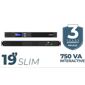 UPS Phasak Rack 750VA / 450 W LCD 1U Interativa Pure Sinewave