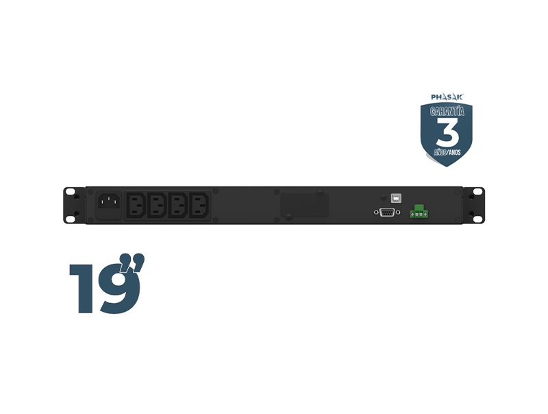 UPS Phasak Rack 750VA / 450 W LCD 1U Interativa Pure Sinewave - Image 2