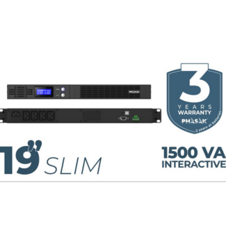 UPS Phasak Rack 1500VA / 900W LCD 1U Interativa Pure Sinewave