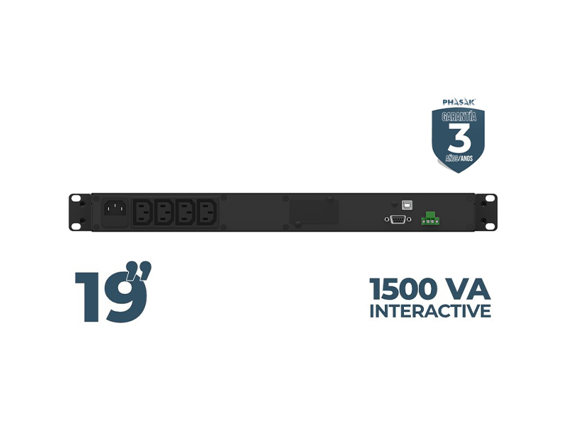 UPS Phasak Rack 1500VA / 900W LCD 1U Interativa Pure Sinewave - Image 2