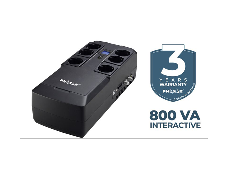 USB Phasak Kryptos 800VA / 480W USB + RJ + USB Charger